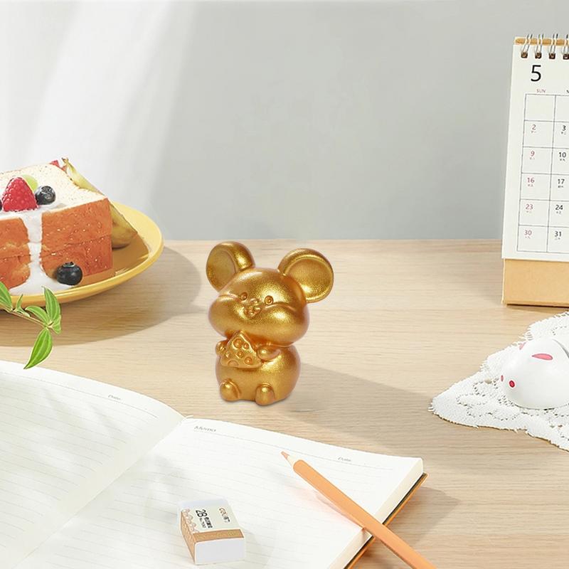 Golden Resin Animal Statue Ornament ChineseZodiac Rat Ox Tiger Rabbit Dragon Snake HorseSheep Monkey Chicken Dog Pig Desk Decor