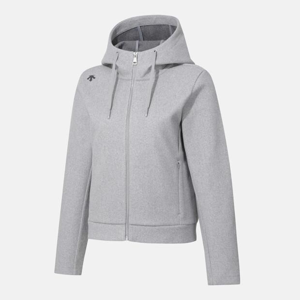 Descente Women'S Wool-Like Training Hooded Zip-Up Jacket Melange Grey Sr122Pft11