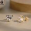 ORSA JEWELS Shiny and Romantic 925 Silver Stud Earrings with a Heart Zirconia, the Ultimate Jewelry for Valentine's Day LZE55