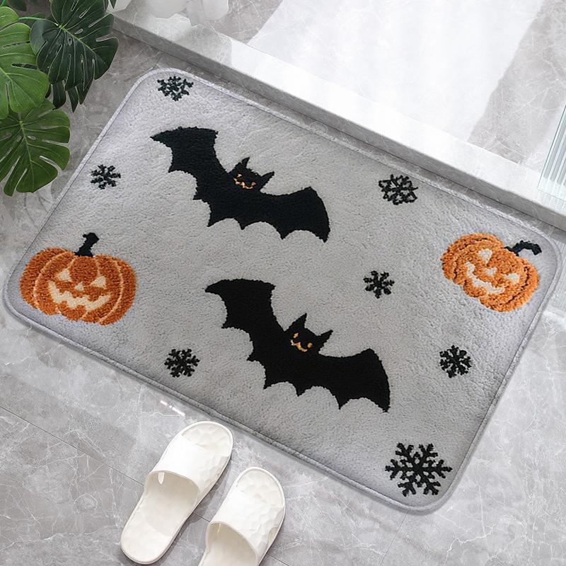 A Pair of Bat Bathroom Anti Slip Floor Mats, Washbasin Absorbent Foot Mats, Shower Room Small Carpet, Bathroom Door Mat