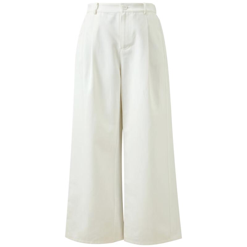 SanCai 2026 Spring Loose High-Waist Straight-Leg White Casual Pants