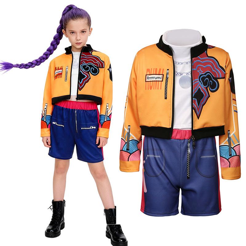 Conjunto de Fantasia Cosplay Caçador de Bruxas para Crianças de Halloween Rumi Zoe Mira Grupo Caçador de Demônios Fantasia de Grupo Estilo Europeu Americano Brinquedo Presente