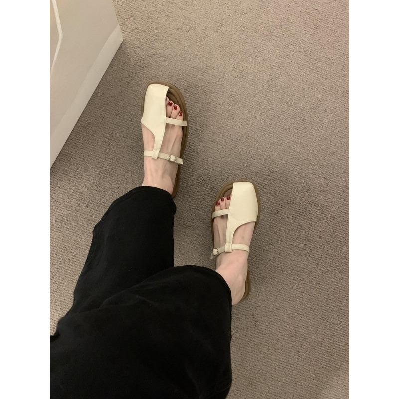 

Niche design sense hollow bag head half slippers women summer wear new seaside vacation beach shoes 35