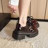 Women's Loafers Platform Sole Lace-up Sponge Cake Base Small Leather Shoes Dress Leisure Retro British Style Zapatillas De Mujer
