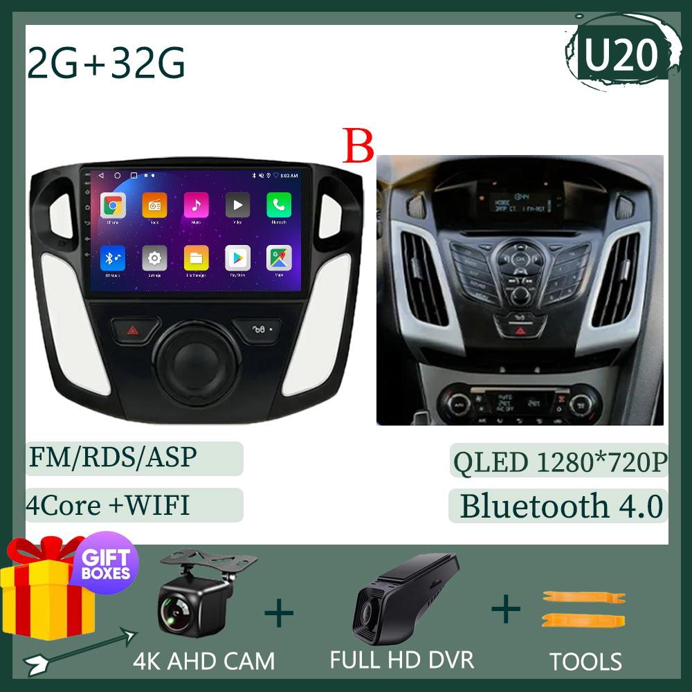 Android 14 Head Unit For Ford Focus 3 Mk 3 2011 -2019 Car Radio Video Player GPS Stereo Navigation Auto Touch QLED Screen WIFI