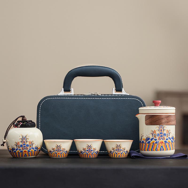 Retro Wave Portable Tea Set: Outdoor Gongfu Pot for Business & Cultural Travel