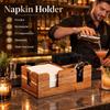 Wooden Napkin Holder Rectangular 6 Compartments Bar Straw Organizer Large Capacity Minimalist Tissue Storage Box Coffee Table