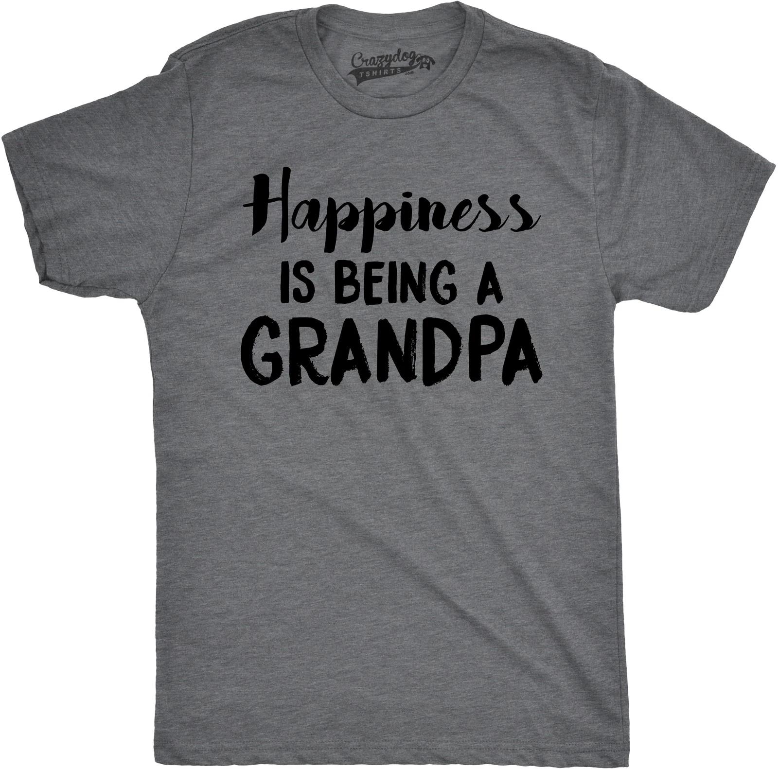 Mens Happiness Is Being a Grandpa Funny Papa Family Graphic Fathers Day T shirt XL