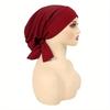 Women's Polyester Knit Beanie with Wave Pattern and Long Tail - Elastic Fit, No Feathers, Chemotherapy Headscarf Hat