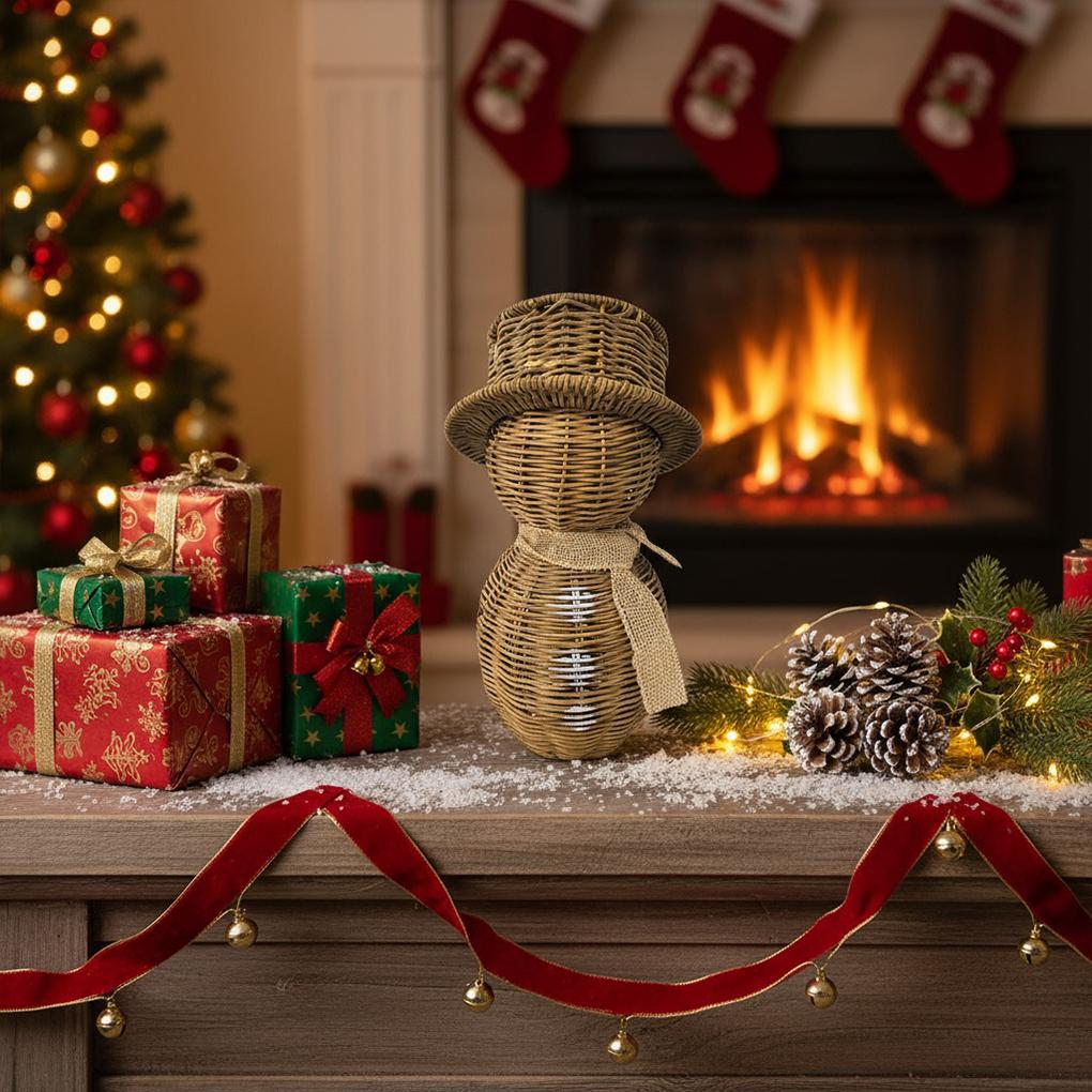 2026 New Wicker Snowman Decoration Weaving Christmas Snowmen Structure as a Gift Perfect Farmhouse, Table, and Garden
