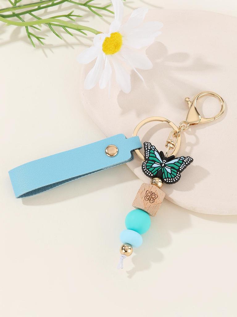 Personalized PU Leather Birthday Flower Name Keychain Pendant