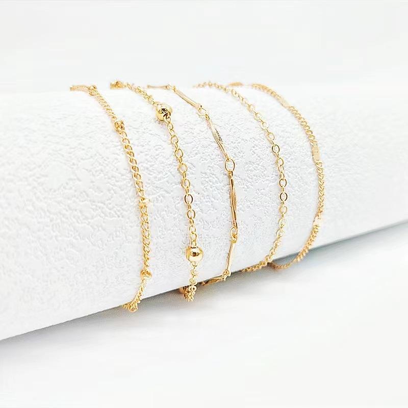 5 Pcs/Set Unisex Silver Plated Stainless Steel Anklets Summer Beach Bracelet Jewelry Accessory for Valentine's Day Gift