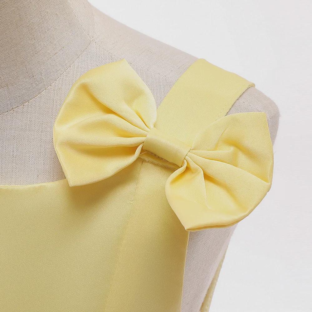 European & American Style Satin Princess Dress for Girls - Children's Day Catwalk & Piano Performance Outfit