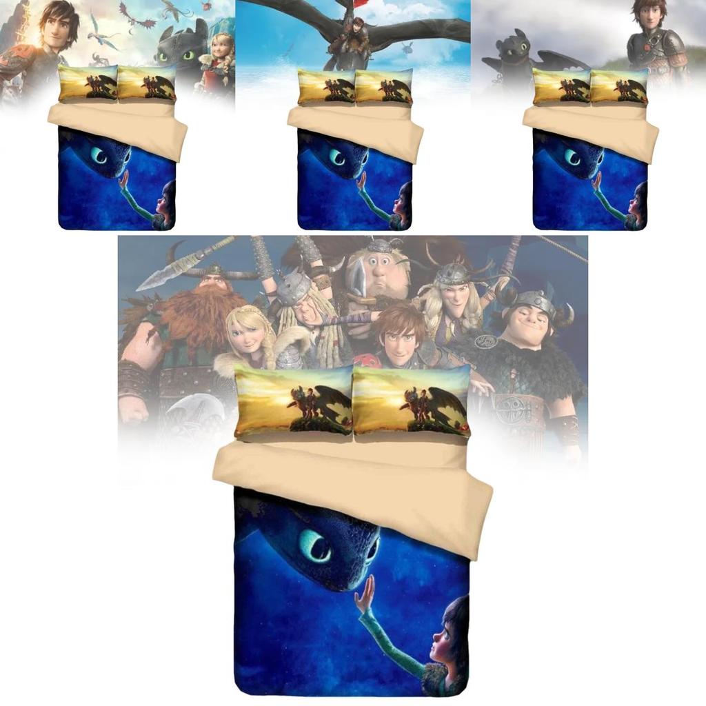 Cozy 3 Piece Digital Printed 3d Bedding Set Featuring Cartoon Characters Design