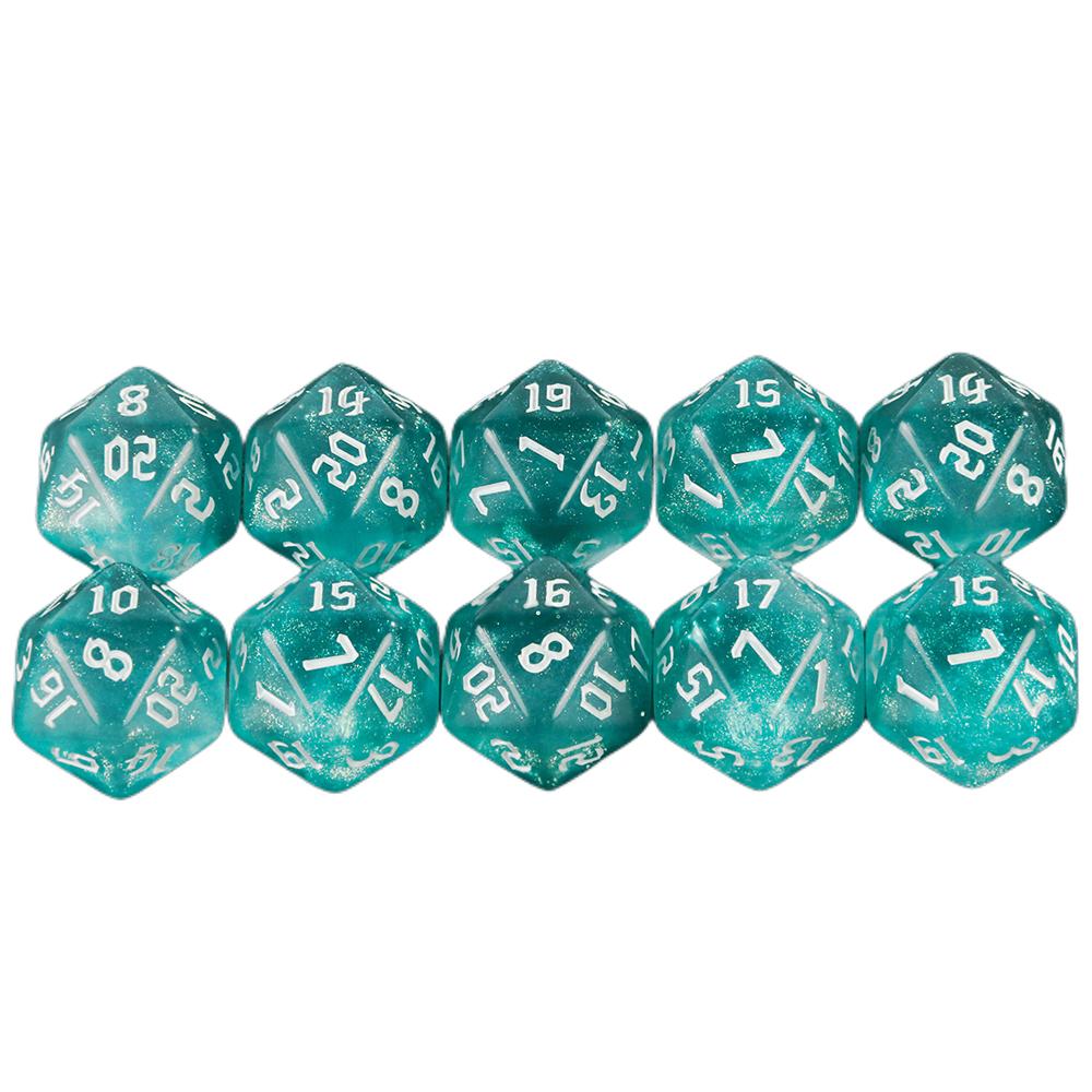 Polyhedral D20-terning 10 stk 20-sidig dobbelfarge med glitterterninger for DND-brettspill og rollespill