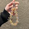Sparkling Acrylic Beaded Bow Phone Wrist Strap Lanyard Keychain Wristlet Chain Short Women Droplet Crystals Handbag Use