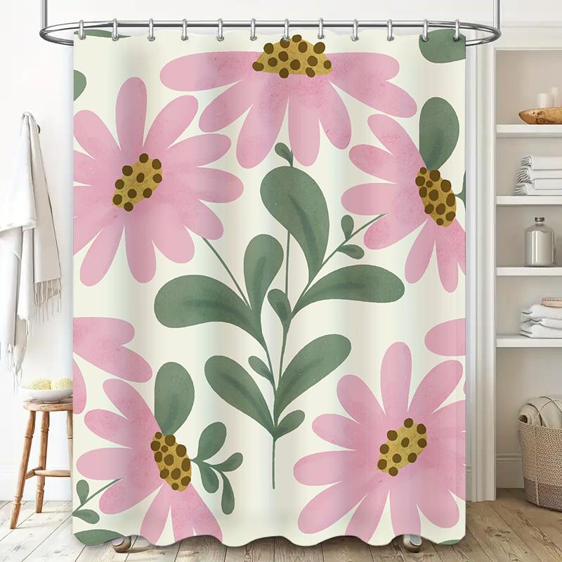 Delightful Pink Floral Shower Curtain Bath Decoration for Home Decor – Custom Size Available