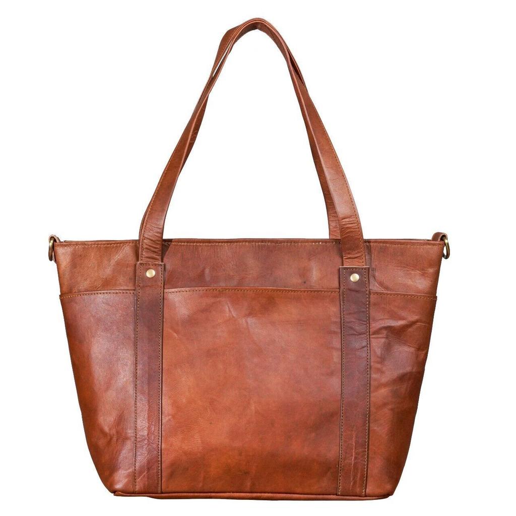 Handmade Tote Purse Genuine Leather Women's Everyday Handbag Brown Shoulder Bag