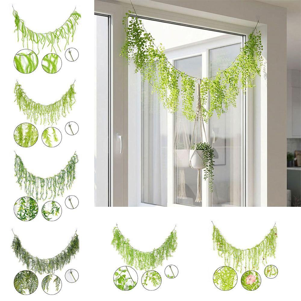 Creative Green Artificial Plant Vine 190cm Plastic Lifelike Leaves Vine Photo Props Ornament Plant Wall Wedding Arch