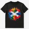 Buntes Farbspritzer Schottland Flagge Kunst Grafik Unisex T-Shirt