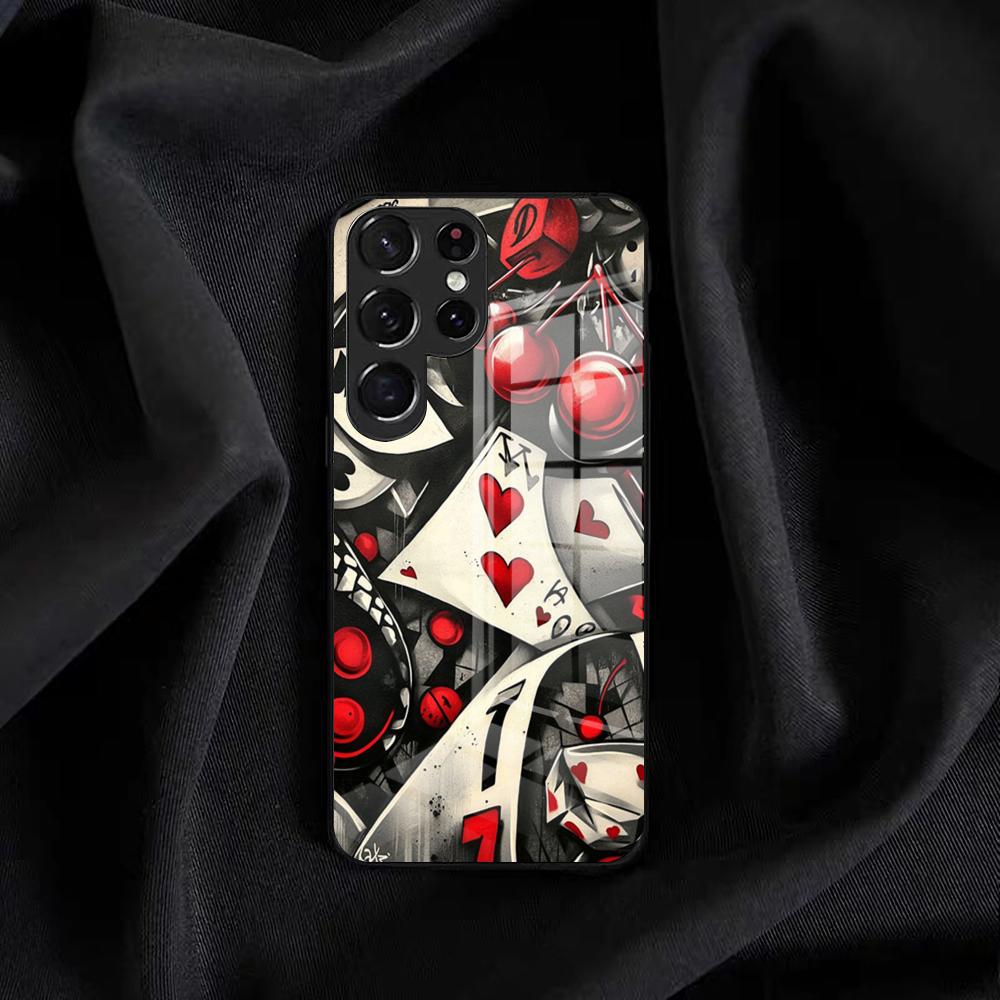 Dices Stakes Pokers Phone Case For Samsung S25 Edge Ultra S23 S22 S21 S20 Ultra Plus S24 Fe A54 A53 A25 Glass Cover