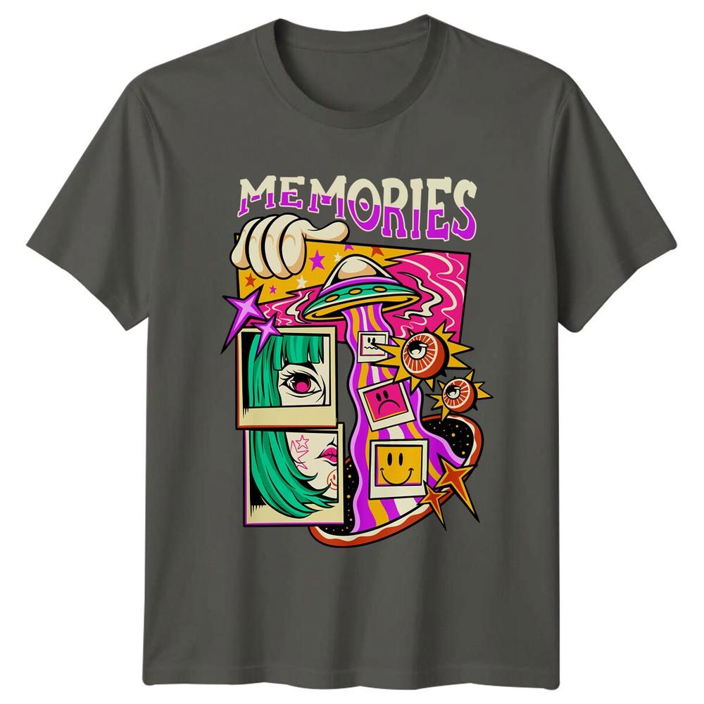 Memories TShirt Trippy Alien Abduction Anime Polaroid Graphic Tee S