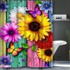 Sunflower Bathroom  Shower Curtain Colored Wood P Waterproof Fabric Bathroom Curtain With 12 Hooks Sunflower Home Deco Free Ship