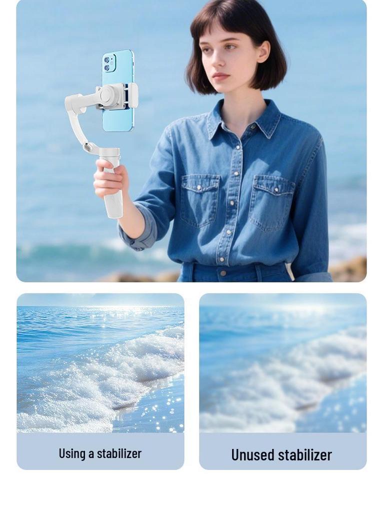 Three-Axis Handheld Gimbal for Smartphones with Face Tracking and Anti-Shake for Live Streaming and Photography