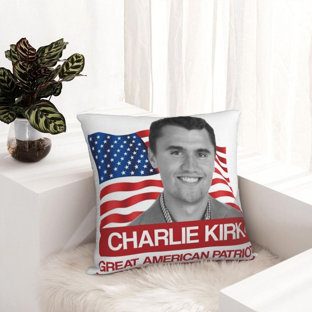 Charlie Kirk Kissenbezug Bedruckter Polyester-Kissenbezug Dekor Kissenbezug für Sofakissen Zuhause Mit Reißverschluss 45*45cm
