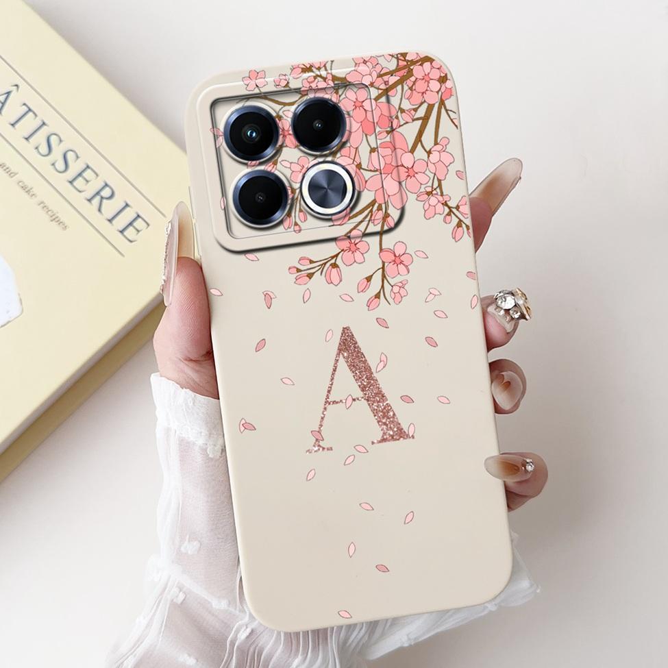

For Infinix Note 40 5G Case X6852 Fashion Flowers Luxury A-Z Letters Silicone Shockproof Cover For Infinix Note40 5G Phone Case Note 40 5G X6852