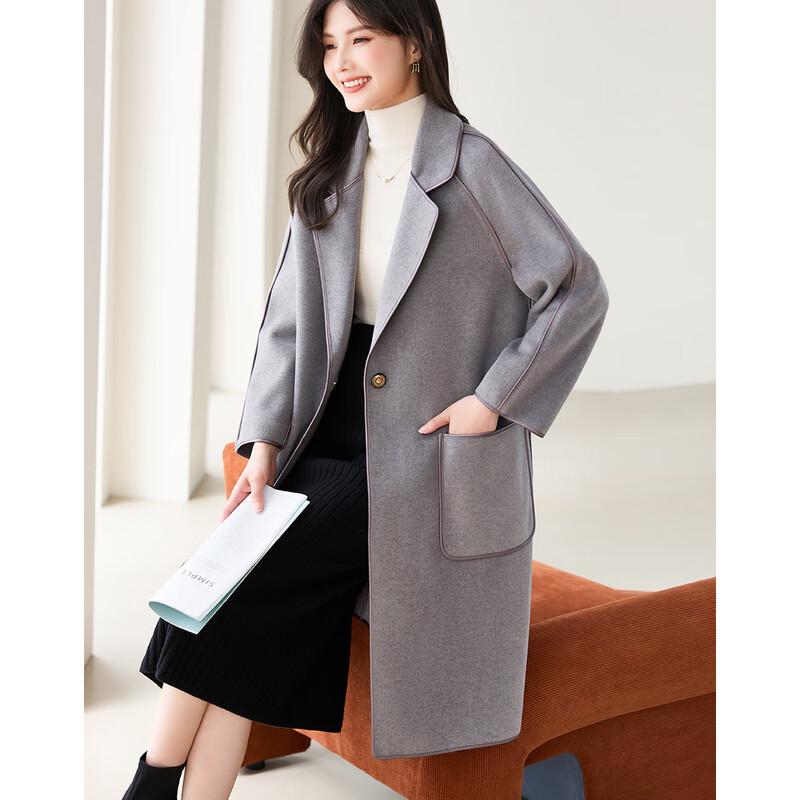 Demana Women's Single-Button Lapel Double-faced Wool Coat