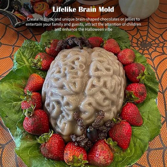 Silicone Brain Shape Mold Food Grade BPA Free Heat-Resistant Reusable 3D DIY Brain Cake Candy Dessert Mold