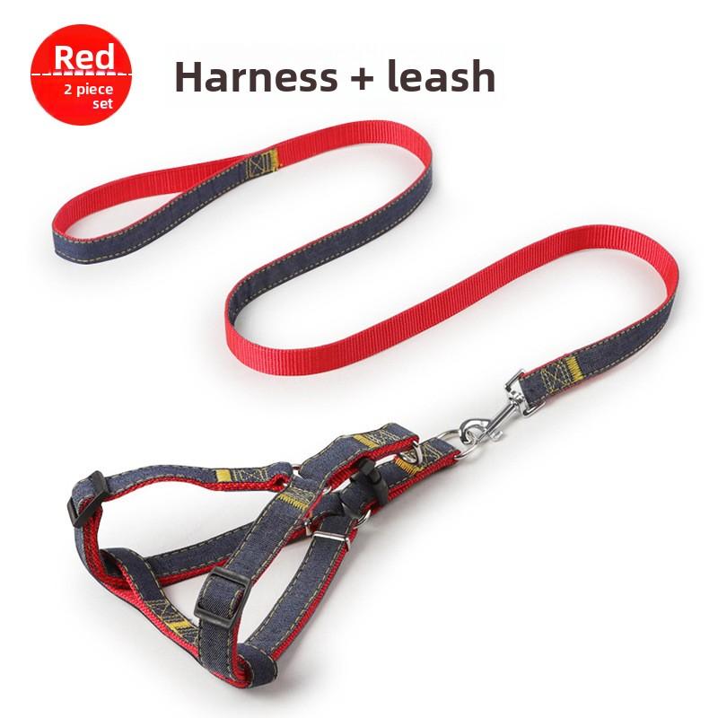 Pet Dog Leash with Adjustable Cowboy Chest Harness for Golden Retrievers and Terriers