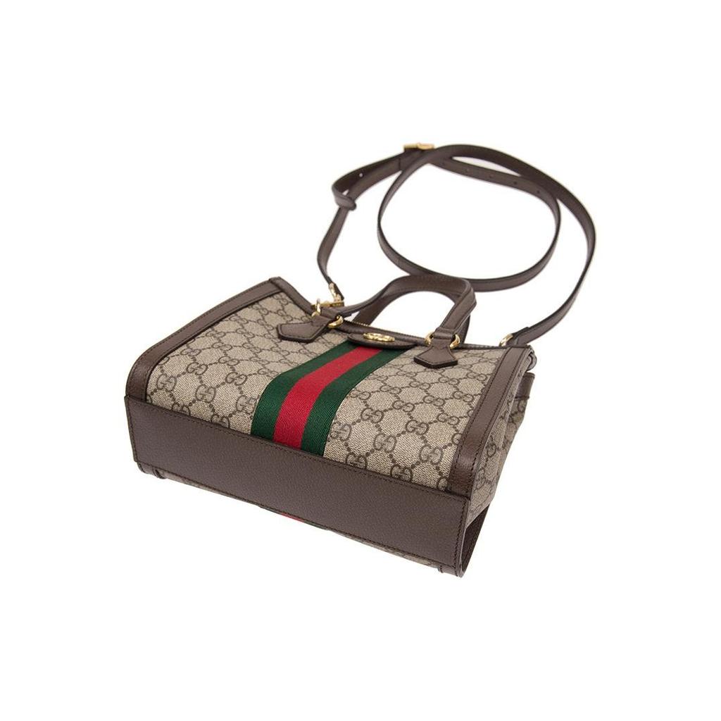 Gucci Ophidia Logo Stripe Web Tote Bag Unisex Tote Ebony Brown 547551-K05NB-8745