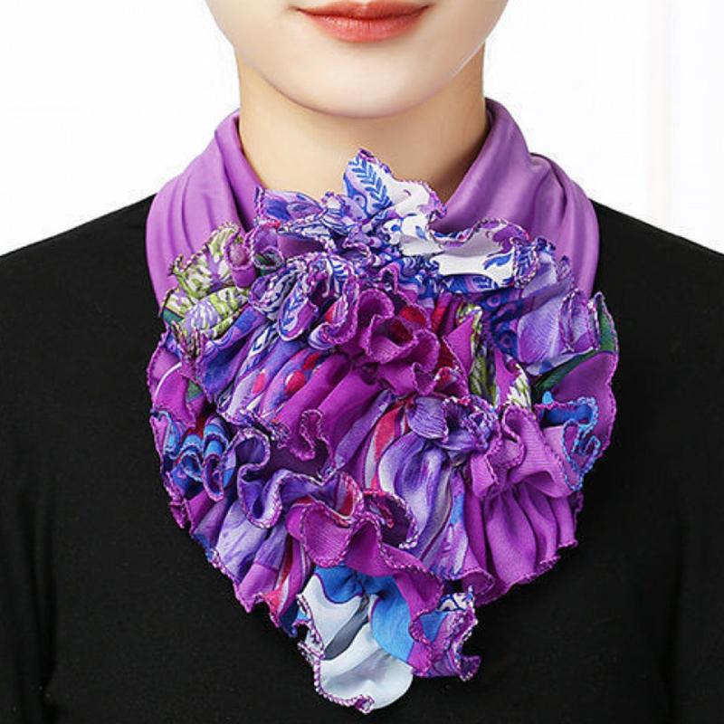 Spring Summer Chiffon Neck Collar Scarf Women Head Thin Sunscreen Variety Small Silk Anti-UV Scarf Mask Multi-Function Scarf