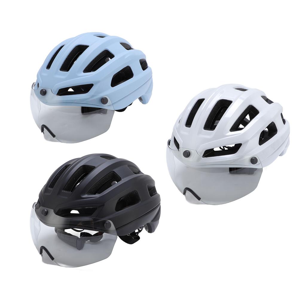 Bike Helmet with Magnetic Photochromic Goggles PC EPS Windproof Impact Proof Lightweight Breathable 