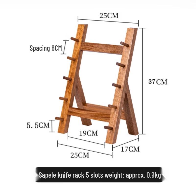 Sapele Wood 5-Layer Sushi Knife Display Holder