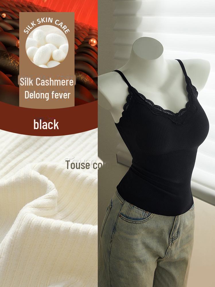 

Женское бесшовное термобелье с кружевными бретелями, встроенными подушечками, не требует бюстгальтера, идеально подходит для многослойного ношения и коррекции фигуры