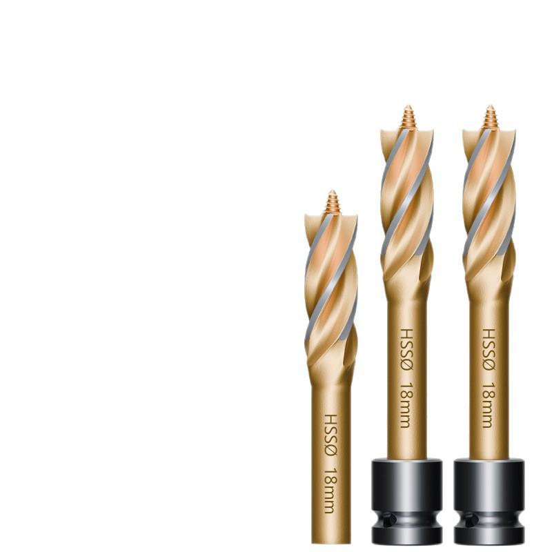 Vysokorychlostní stupňovitý vrták potažený titanem pro elektrický klíč - Otvírák otvorů do dřeva s vysokou tvrdostí a prodloužený vrtací nástroj.