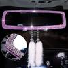 Bling Rhinestone Car Rear View Mirror with Crystal Diamonds Bling Rhinestones for Women,Car Interior Trim (Pink)