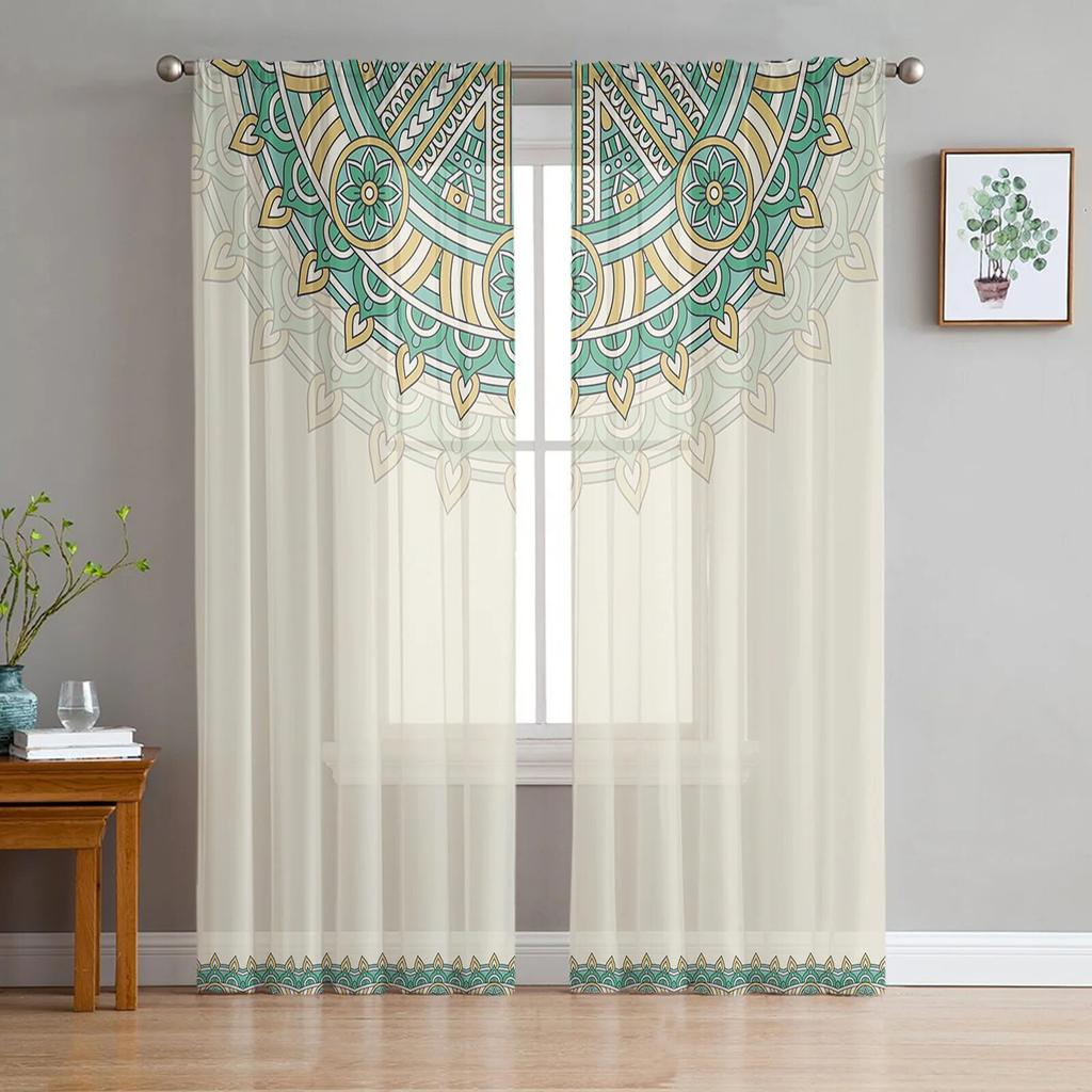 Purple Round Flowers Tulle Curtain For Living Room Bedroom Modern Sheer Curtains Decorative Window Treatment