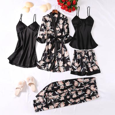 Spring and Summer European and American Home Clothes, Fashionable and Comfortable Lace and Lace Pajamas Set, Casual Nightgown
