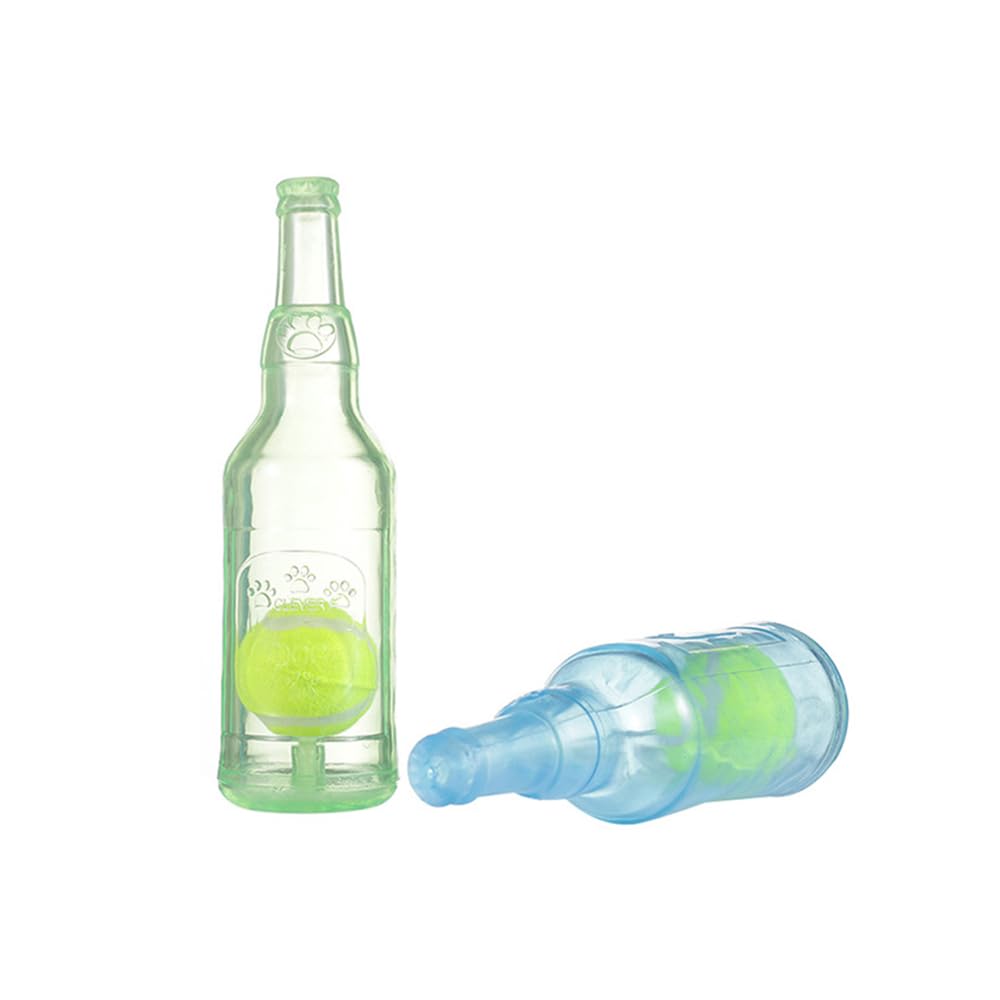 Mikankawa Dog Chew Toy Bottle Unbreakable Sound Toy for Small and Medium Dogs Safe Rubber Material with Ball Washable Teeth Cleaning Stress Relief