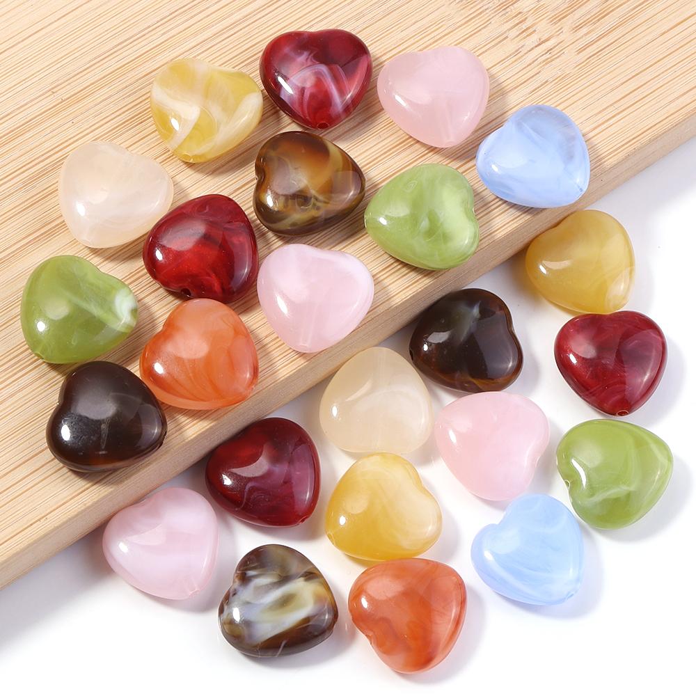 30pcs/Lot 15x15.5mm Double Colors Acrylic Beads for Jewelry Making Heart Cloud Beads Loose Spacer Beads DIY Bracelet Necklace