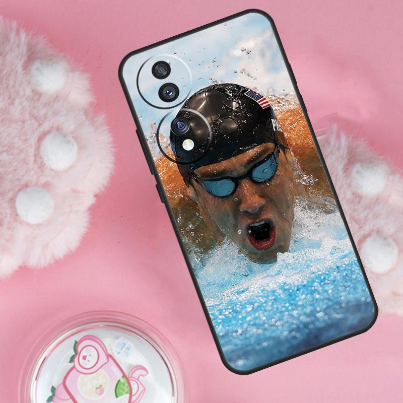 Michael Phelps Swimming Case For Honor Magic 6 5 7 Lite Honor 200 Pro 50 70 90 Lite X9b X9a X8b X8a X8 X9 X9c Cover