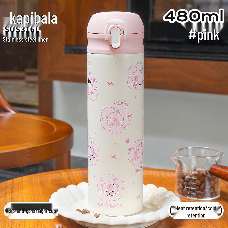 

Dilebaier D9281 480ml Pink Insulated Straw Water Bottle