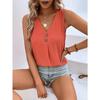Summer New Women's V-neck Button-down Sleeveless Vest Solid Color Loose Casual T-shirt Top