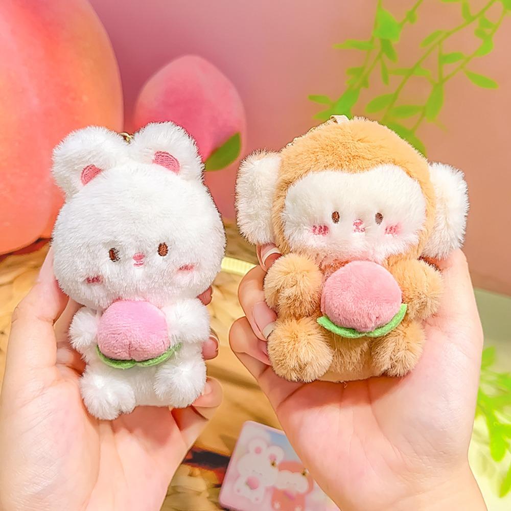 Stuffed Doll Plush Monkey Coin Purse Portable Cartoon Rabbit Keychain Bag Travel