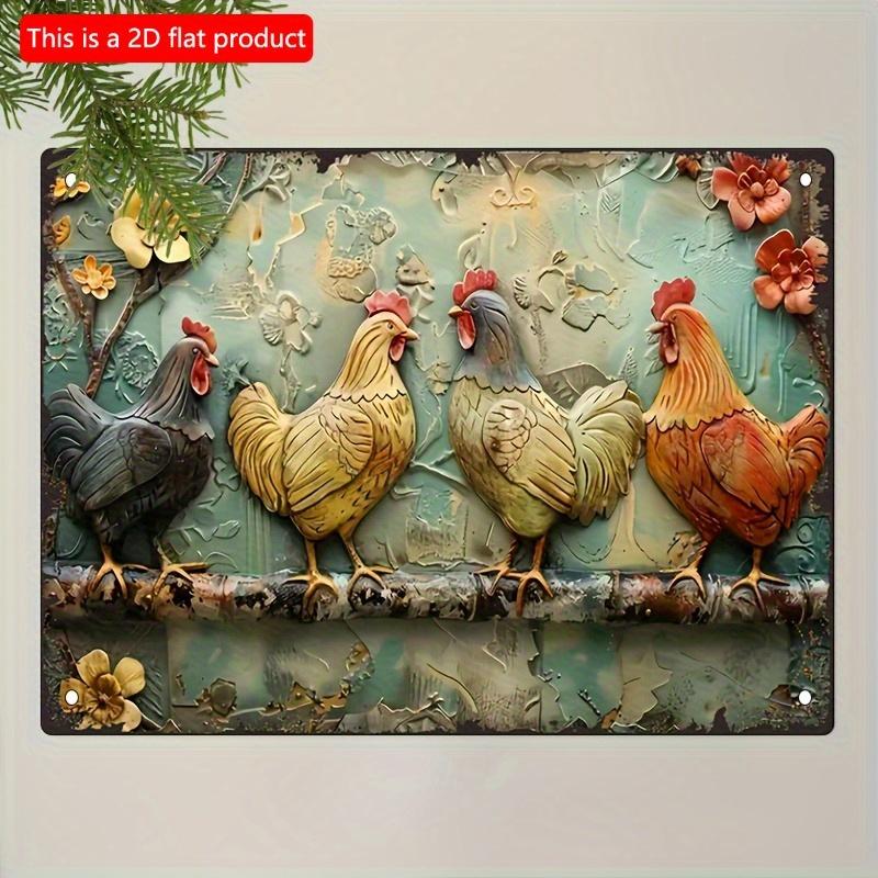 2d Flat 30*20cm, Vintage Rooster Wooden Sign, Versatile Indoor, Outdoor Decor for Living Room, Bedroom, Christmas and Winter Celebrations.