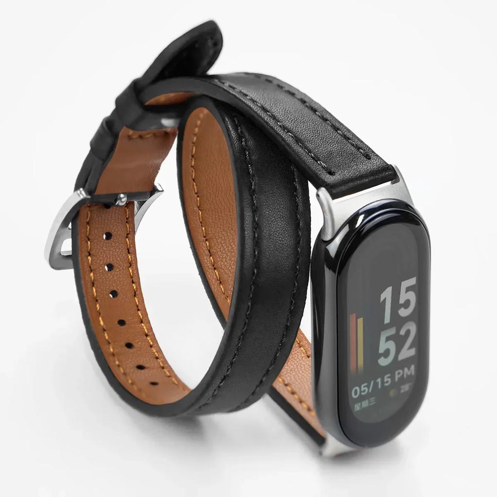 For Mi Band 8 Strap Leather Band For Xiaomi Mi Band9 Wrist Strap Correa Watch Replacement Miband8/9 NFC Sports Bracelet Pulseira